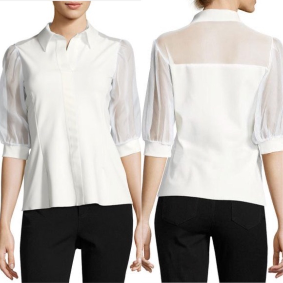 Chiara Boni Tops - Chiara Boni La Petite Robe Cordelia Organza-Sleeve